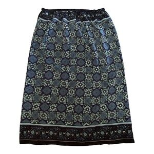 Sag Harbor Black and Blue Faux Wrap Pencil Skirt 17” Waist - 32”Length